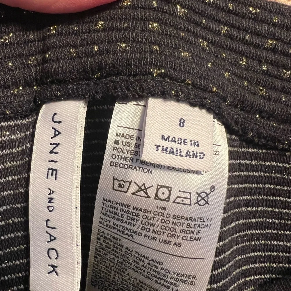Janie and Jack black stretchy pants with gold details and buttons size 8